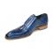 Duca Di Matiste "Vergato" Ocean Blue Genuine Italian Calf Leather Monk Strap Dress Shoes.